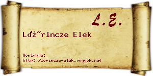 Lőrincze Elek névjegykártya