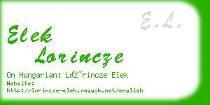 elek lorincze business card
